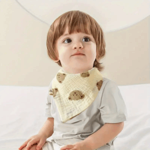 Babero de Algodón Suave para Bebés con Diseños de Animales y Frutas