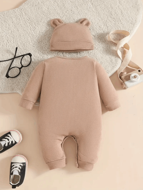 Romper de Manga Larga con Gorro Estampado