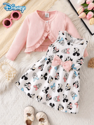 82c89083-9549-4a1d-9879-2f82368a33bc Vestido Disney Minnie y Daisy 2 Piezas para Niñas, Cardigán y Vestido